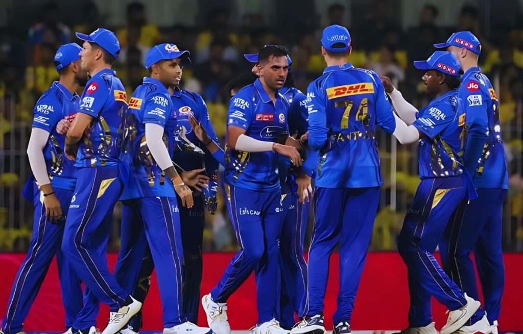 Mumbai indian team in wankhede stadium