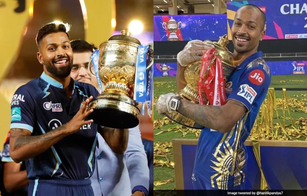 Hardik pandya with IPL trophy