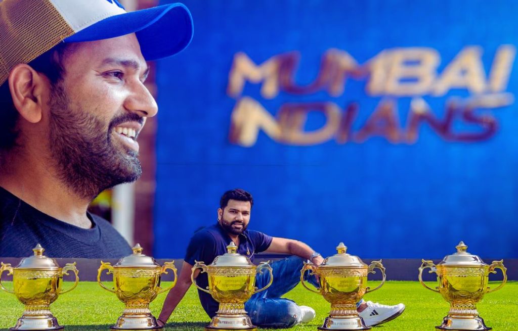 Rohit sharma with IPL ट्रॉफी
