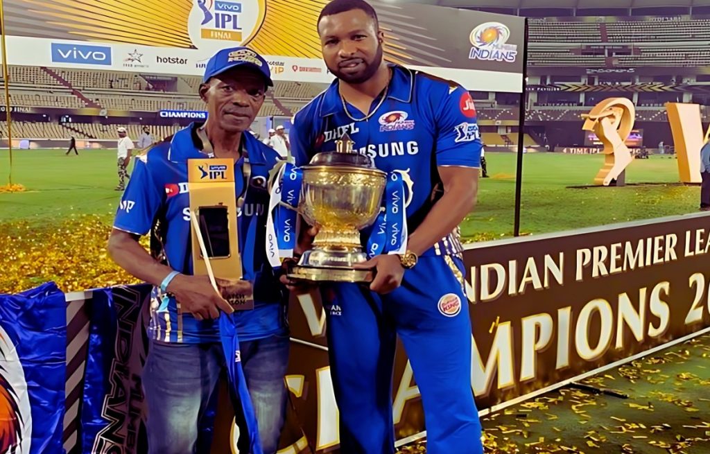 Kieron pollard with IPL trophy