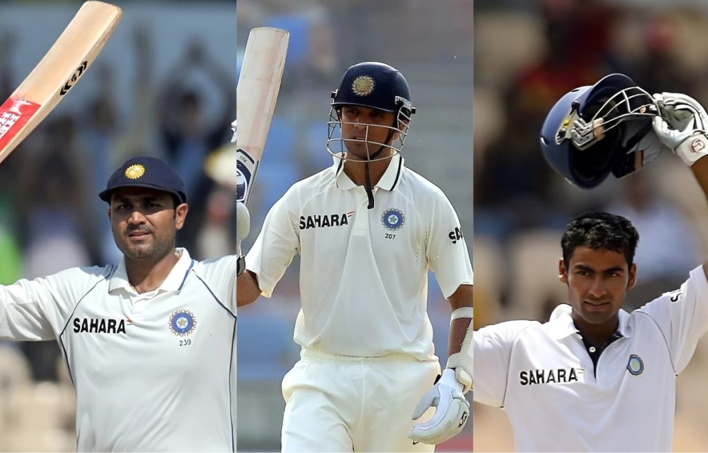 टेस्ट तीन शतक Rahul dravid, sehwag & kaif