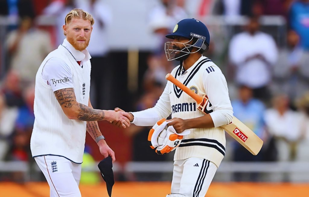 Handshake between jadeja and stokes