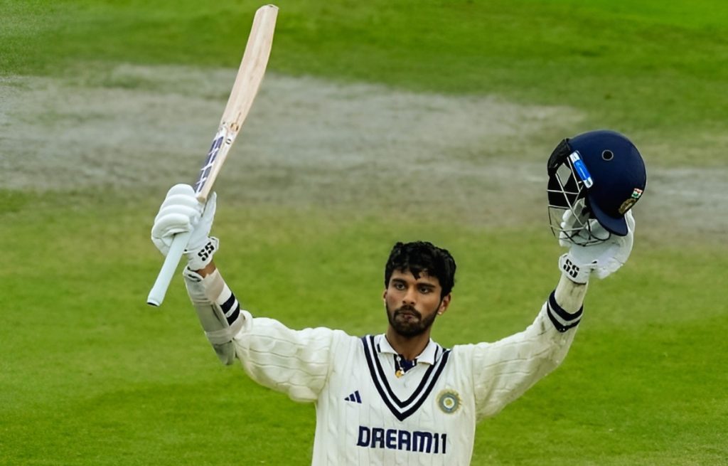washington sundar test hundred